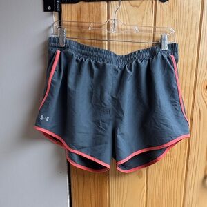 Under Armour Women's Slate Gray Athletic Shorts with Coral Trim